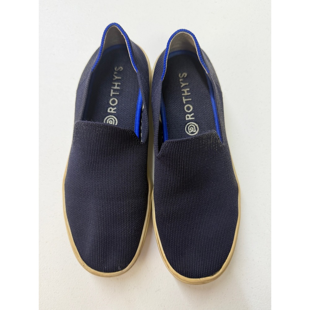 Rothys The Sneaker Navy Blue Slip On Knit Shoes Womens Size 8 Eco Friendly
